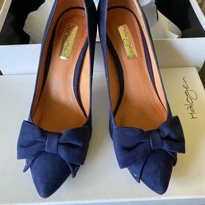 Halogen Ink Blue Suede Stilletos; size 6.5